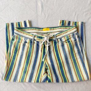 MOTHER Denim Low Rise Striped Capri Jeans